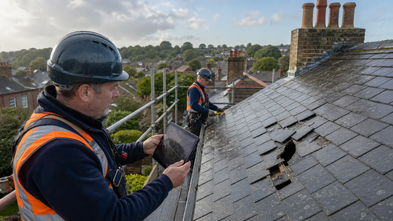 Editorial visual for Roofing SEO: Winning Storm Work and Re-Roofs