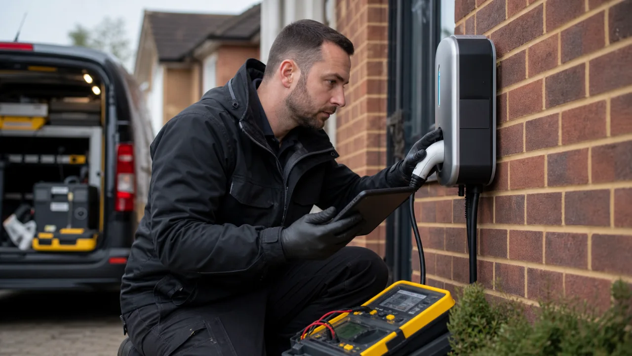 Editorial visual for Electrician SEO: EICRs, EV Chargers and Callouts